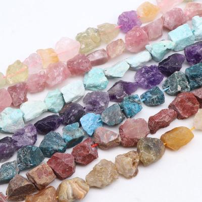 China Making Jewelry Necklace Bracelet Earring Irregular Raw Stone Wholesale Bead Natural Rough Nugget Crystal Amethyst Lapis Amazonite Quartz Bead for sale