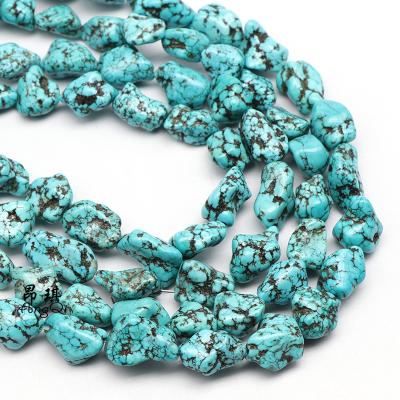 China Wholesale 10-15mm Jewelry Necklace Bracelet Earring Making Drilled Irregular Rough Green Turquoise Nugget Beads For Jewelry Making for sale