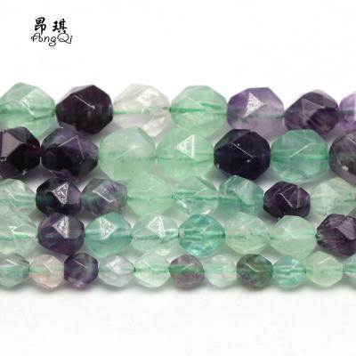 China Making Wholesale Jewelry Necklace Bracelet Earring 6 8 10mm Faceted Natural Green Fluorite Stone Bead DIY For Jewelry Making for sale