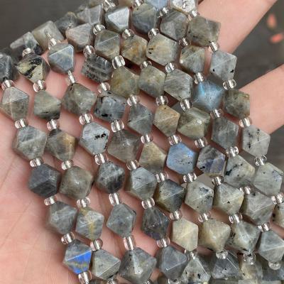 China Making Jewelry Necklace Bracelet Earring Wholesale Natural Stone Rhombus Shape Gray Labradorite Beads 10mm Loose Gemstone Beads For Jewelry Making for sale