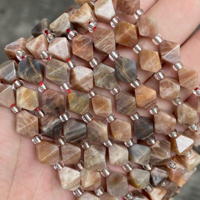 China Making Jewelry Necklace Bracelet Earring Wholesale Natural Stone Rhombus Shape Sunstone Bead 10mm Loose Spacer Beads For Jewelry Making for sale