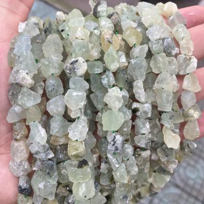 China Wholesale Natural Prehnite Jewelry Necklace Bracelet Earring Making Raw Stones 8-10mm Rough Green Prehnite Irregular Freeform Stone Beads for sale