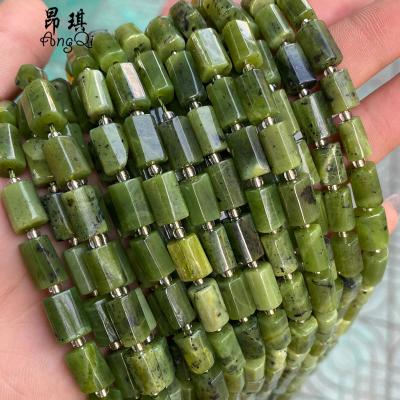 China Making Jewelry Necklace Bracelet Earring High Quality Natural Green Jewelry Making From Canada Jade Stone Cylinder Beads For for sale