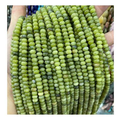 China Making Jewelry Necklace Bracelet Earring Natural Gemstone Abacus Loose Shape Peridot Olivine Stone Rondelle Spacer Beads For Jewelry Making for sale