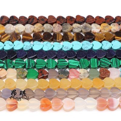 China Wholesale 10X4mm Natural Flat Stone Heart Shape Jewelry Necklace Bracelet Earring Beads Gemstone Loose Beads For Jewelry Making DIY for sale