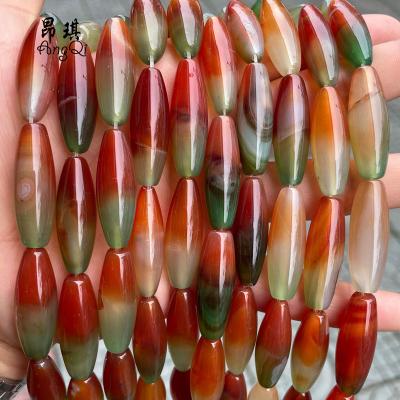 China Rice Shape Peacock Agate Natural Stone Jewelry Necklace Bracelet Earring 10x30mm Beads DIY Loose Gemstone Beads For Jewelry Making for sale