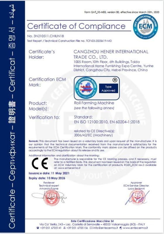 CE - Cangzhou Hener International Trade Co., Ltd.