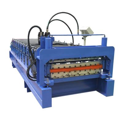 China Double Layer Roofing trapezoidal Glazed Tile Making Roll Forming Machine For Roof for sale