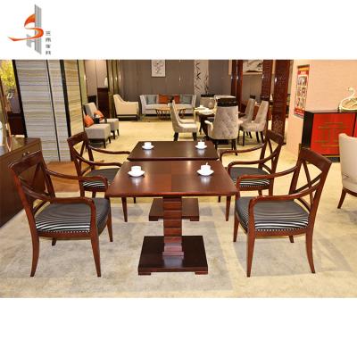 China Modern five star hotel furniture wooden dining table set and chairs for sale