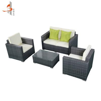 China Garden Set OEM 4PC Sofa Set Bali Style Roots Plastic Rattan Outdoor Furniture for sale