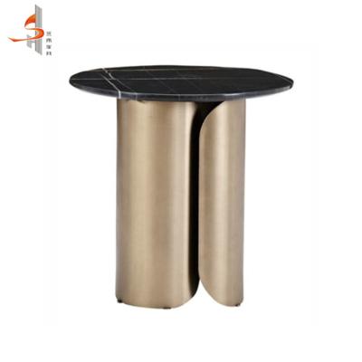 China Custom Modern Hotel Foshan Factory Black Gold Round Coffee Table Living Room Marble Furniture for sale