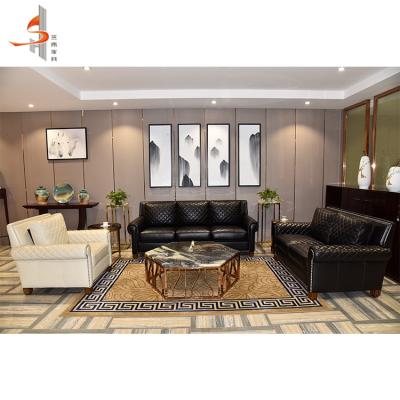 China Sofa Hotel Living Room Furniture Leather Sectional Sofa Set 3 2 1 Seat for sale