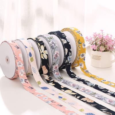 China Three layer competitive price headdress 2.5cm fashion chiffon compound handmade factory printed yarn ribbon retro for sale