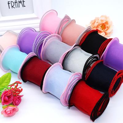 China High Tenacity Factory Price Fashion Christmas Day Celebration Colorful Polyester Mesh Wave Wired Yarn Ribbon for sale