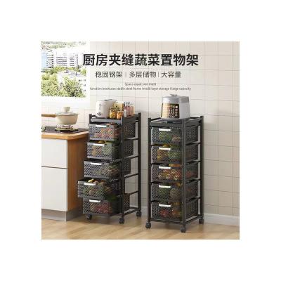 China Sustainable Multi-Function Removable Vegetable and Fruit Basket Kitchen Organizer Three-Layer Black Storage Racks Racks for sale