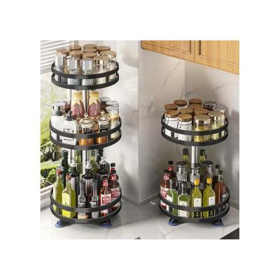 China Economical And Practical Household Spice Organizer Carbon Steel Multifunctional Revolving Seasoning Spice Rack for sale