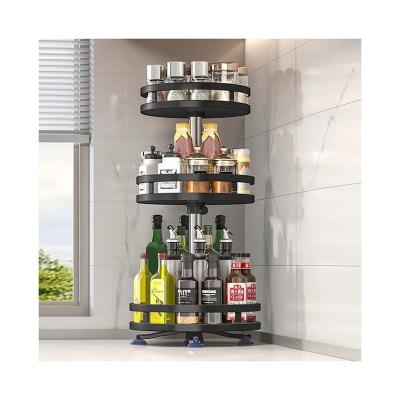 China Viable Rotatable Kitchen Rack Multifunctional Round Oil Salt Sauce Vinegar Bottle Storage Household Seasoning Spice Rack for sale