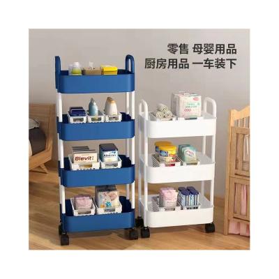 China Durable Plastic Mobile Vegetable Cart Furniture Food Kitchen Shelving Household Storage Rack Multi-Layer Viable for sale