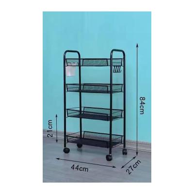 China Removable Floor-standing Removable Carbon Steel Metal Basket Mobile Storage Shelves (Four Layers) for sale