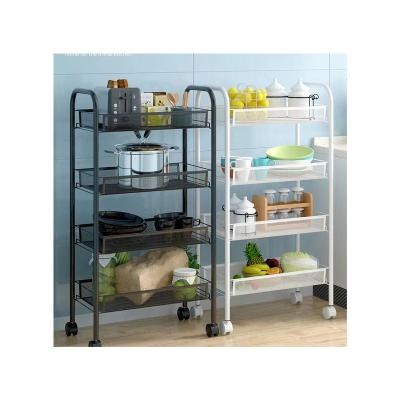 China Kitchen Rolling Rack Household Kitchen Trolley Cart Tiers Shelving Multi-Layer Black Viable Mesh Wire Vegetable Storage Baskets for sale