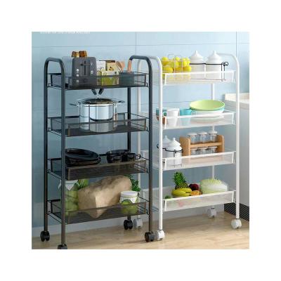 China Viable Cart Storage Racks Racks For White Factory Direct Sales 4 Tiers Multifunctional Kitchen One Shelf For Vegetables for sale