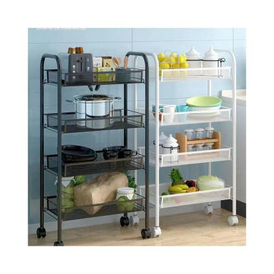 China High Grade Sustainable 4 Layers Shelving Kitchen Racks With Wheels Floor Vegetable Snack Storage Shelving Rack for sale