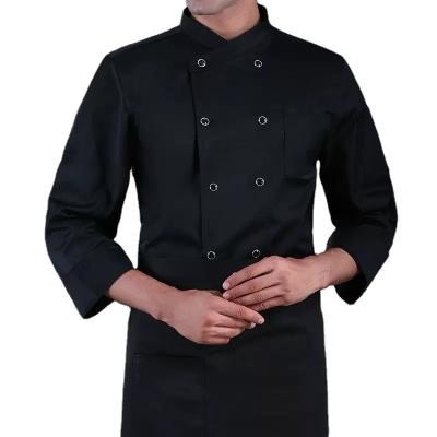 China restaurant & Bar Customized Kitchen Uniforms Cook Ware Chef Coat Uniforms Denim Chef Jacket Adjustable Sleeves for sale