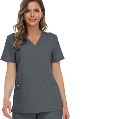 China Wholesale High Quality 4 Way V-Neck Stretch Spandex Scrubs For Women And Men V-Neck Hospital Uniform Medical Sets for sale