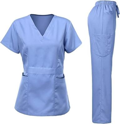 China V-Neck Women Scrub Uniforms Factory Wholesale Medical Caregivers Sets Hospital Uniform Surgical Nurse Set Niaahinn Women Scrub for sale