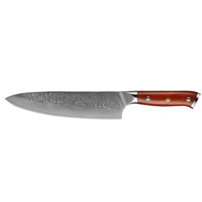 China Sustainable Rosewood Handle 8 Inch Japanese Kitchen Damascus Steel Sushi Chef Knife for sale