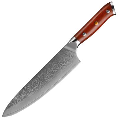 China 8 Inch Rosewood Handle Raindrop Pattern Sustainable Household Chefs Knife Yangjiang Knife Handmade Damascus Knife for sale