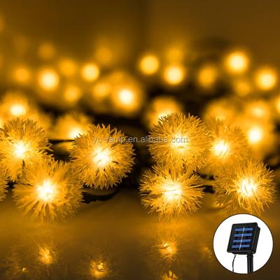 China Outoors Patio Pathway Landscape Garden Plush Outdoor Waterproof Ball Solar Led Bulbs String Light For Garden Lawn Balcony Decorations for sale