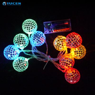 China Decorative Indoor RGB Mirror Ball String Lights 3AA Battery Operated Led Fairy Lights For Party for sale