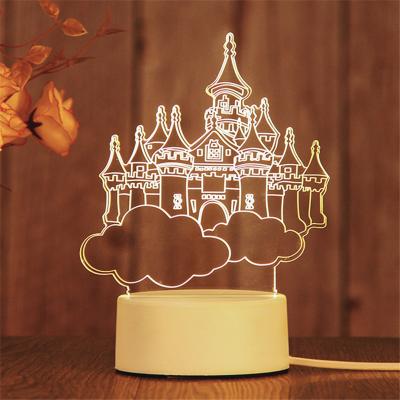 China Birthday party gift baby bedroom table decorations perfect modern decorative 3D usb led night light for kids for sale