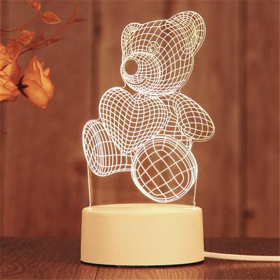 China Newest Decor USB Night Light 3D LED Variable Nursery Night Light Modern Decorative Cute Bear Home Changeable Night Light for sale