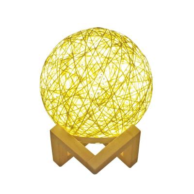 China Room 15 cm 20 cm 3d touch and remote control LED rattan and wood desk light for sale