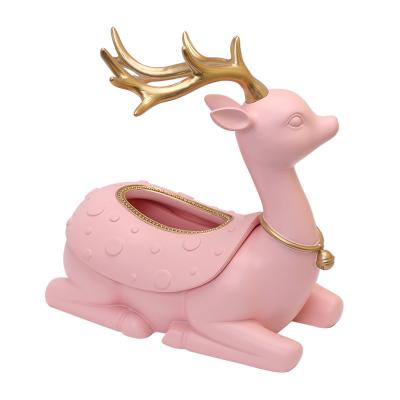 China China Central Institute of Statistics Nordic light paper towel box decoration living room paper box luxury key receive for deer carve decoration for sale