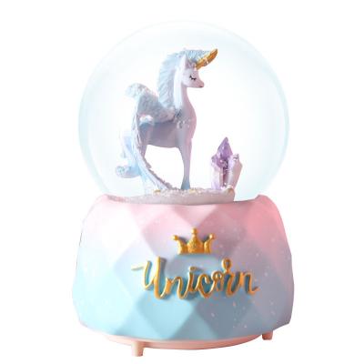 China Artificial Dandelion Girl Crystal Ball Music Box Ornament Snow Globe Musical Snow Globe Gift for sale