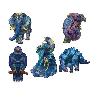 China Custom Animal Wooden Toy Wooden Jigsaw Puzzle Amazon Wholesale Selling Jigsaw Shape Adult Game Unique Animal Wooden Hot Jigsaw Eco-friendly Material for sale