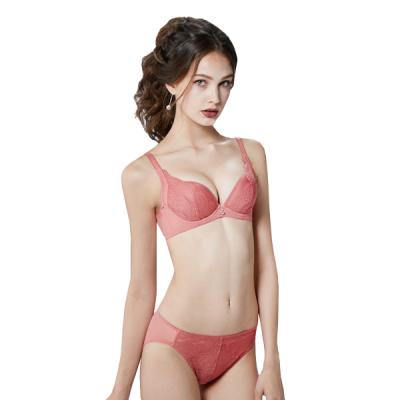 China Brand Name Breathable Lace Bra Floral Wavy Underwire Bra And Underwear R64070 for sale