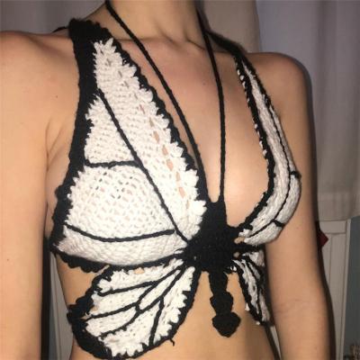 China Breathable Summer Halter Bikini Crochet Butterfly Tops For Women for sale