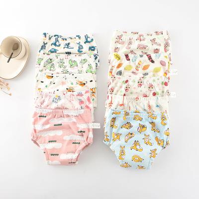 China Printed Baby Training Pants Six Layer Baby Side Anti Leakage Gauze Diaper Pants Learning Pants Cotton Breathable Cloth Diaper for sale