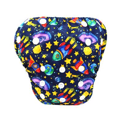 China Space Pattern Breathable Soft Breathable Cloth Baby Swimming Adjustable Reusable Waterproof Diapers for sale