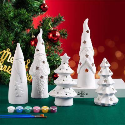 China Safety Factory sell creative child drawing toy art craft painting kit kids christmas tree ceramic education DIY painting toys for sale