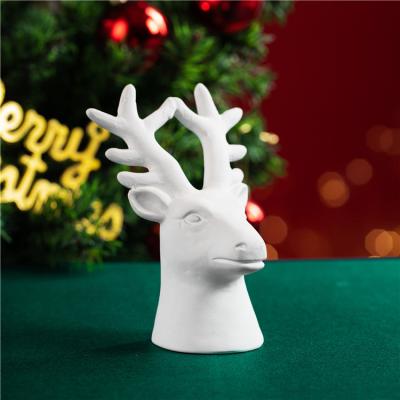 China Safety New arrival christmas item handmade diy coloring ornament white deer shape ceramic home decoration for sale