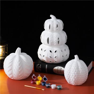 China Safety Halloween Gifts Home Decor Halloween Pumpkin Candle Holder Ceramic Indoor Halloween Decorations for sale