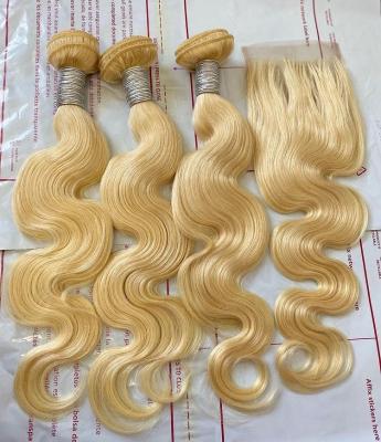 China Hot Selling Body Wave Color #613 4*4/5*5 And 613 Transparent Human Hair Lace Front Wigs 100 Closure Combination 613 Bundles for sale