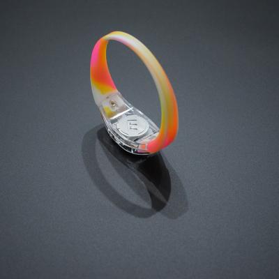 China Large-Scale Holiday Party 2022 Colorful Newest Silicone Halloween Music Activated Led Wristband Beautify for sale