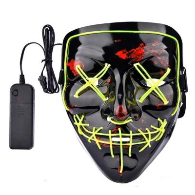 China Decoration Halloween On/Off Or Sound Activated Switch Light Up Party DJ Party EL Wire Praise Neon Glowing LED Mask for sale