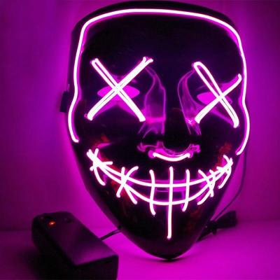 China Halloween Switch On/Off Or Sound Activated Scary Mask Cosplay Led Costume Mask EL Wire Light Up Mask for sale